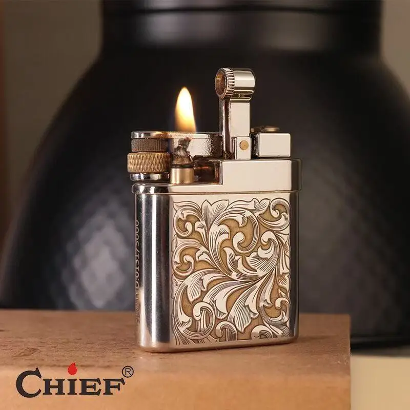 Chief Brass Lighter Creative Slide Ignition Metal Gasoline