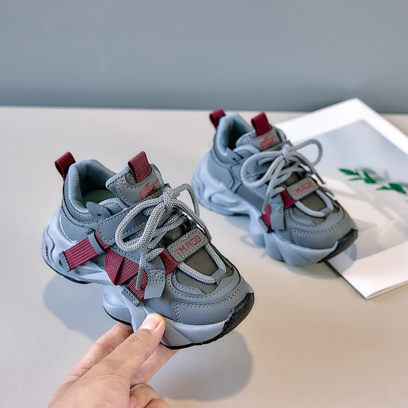 Children Running Shoes Non-slip Handsome 2025 New Fashion Kids Sneakers Thick Soft Bottom Kids Casual Shoes Mesh Breathable