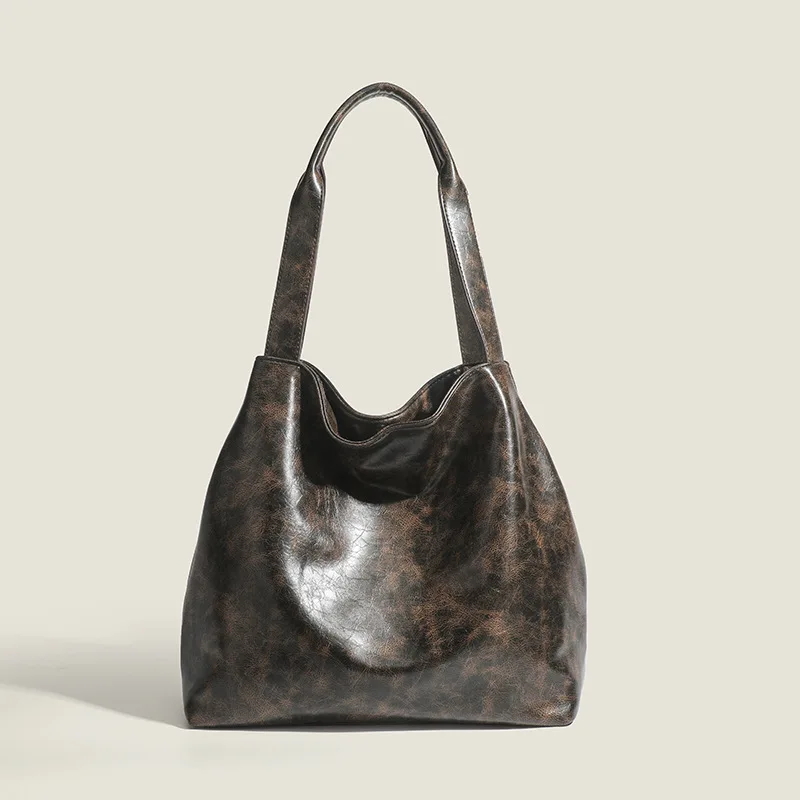 

Free Shiping retro niche tote bag with one shoulder and lazy underarm style, large capacity and versatile handheld style [1153]
