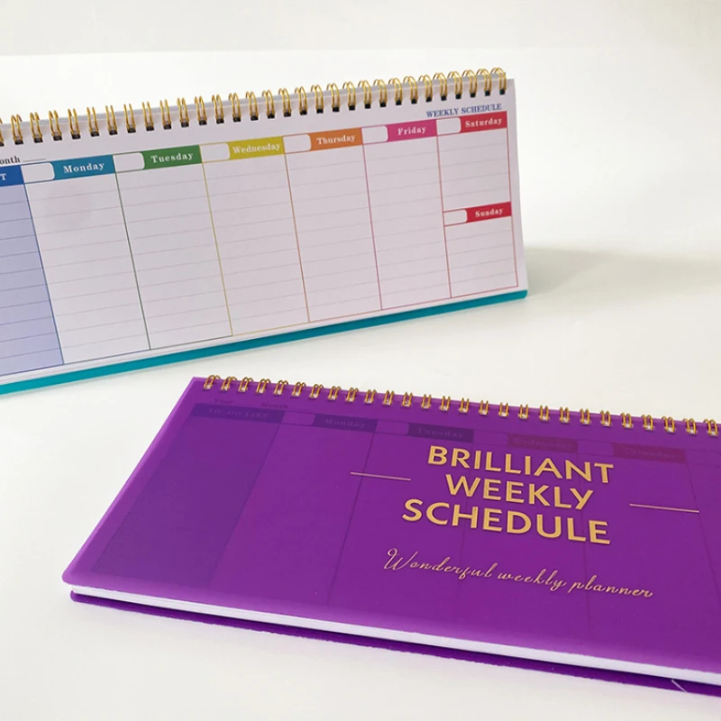 Agenda settimanale a spirale senza data, organizer per programmi giornalieri, articoli di cancelleria per ufficio e scuola, strumento per il monitoraggio degli obiettivi e dell'autodisciplina - immagine 6