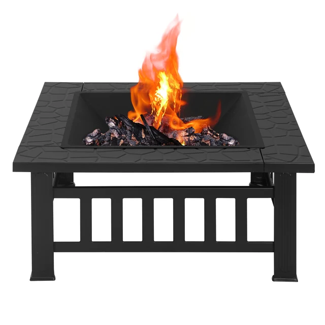 81X81X45Cm Tűz Tál Szikravédelemmel Grill Rács Pit A Kerti Teraszhoz Bbq Téli Nyári Kemping - Image 3