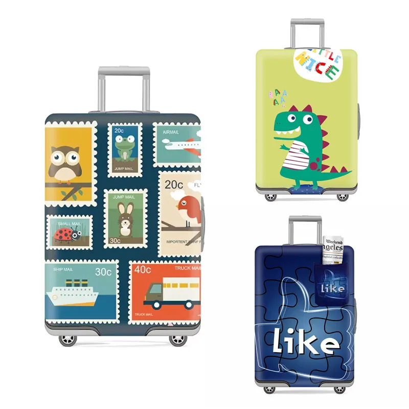 Little Dinosaur Luggage Cover for 19-32 inches, Pull Rod Suitcase Elastic Sleeve Travel Suitcase Dust Cover, Travel Accessories