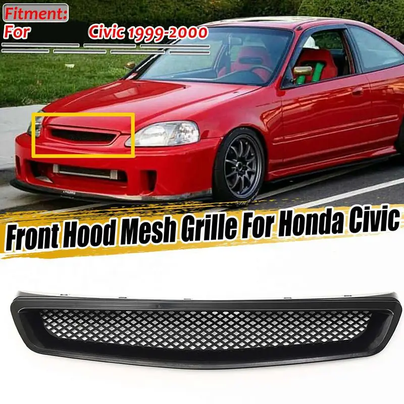 

Car Front Hood Mesh Bumper Racing Grille for Honda for Honda Civic EK CX DX EX HX LX Type R 1999-2000