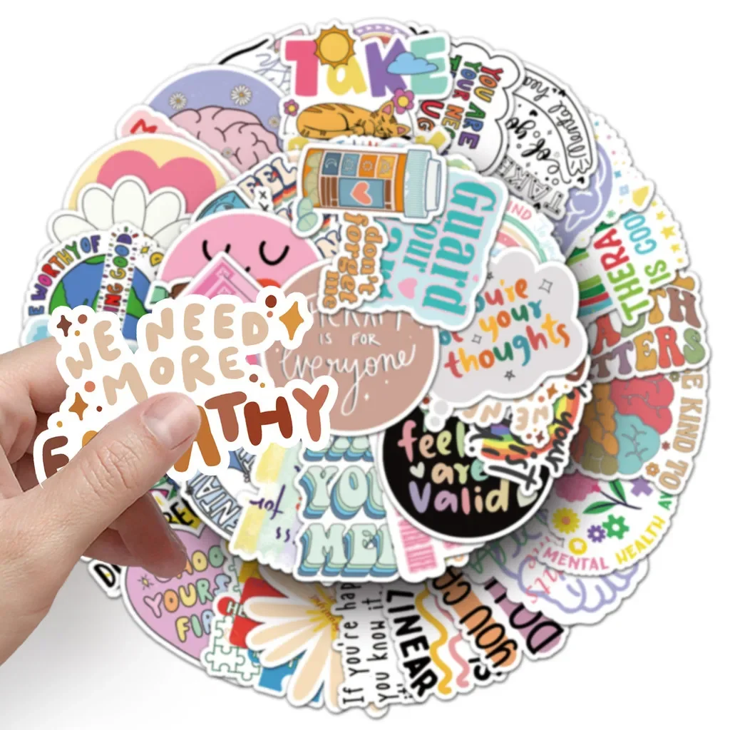 50PCS Psychologische Gesundheit Ermutigung Englisch Positive Kurze Satz Graffiti Aufkleber für Aufkleber (Anime Worlds Store) – Detail 9