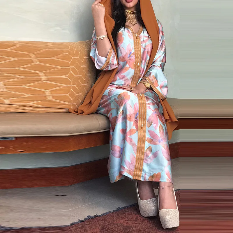 

New Spring Eid Muslim Dress Women Abaya Robe Dubai Arabic Turkey Islamic Prayer Morocco Kaftan Ramadan Vestidos Prayer 2022