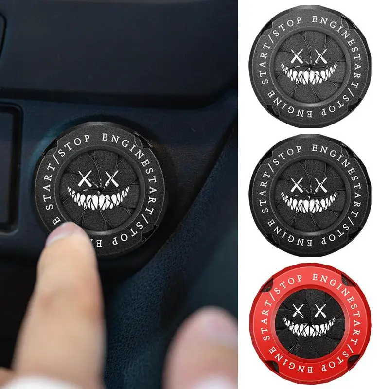 

Car Push Start Button Cover Ignition Switch Rotating Cover Auto Engine Start Evil Smile Button Cover Car Interior Accessories