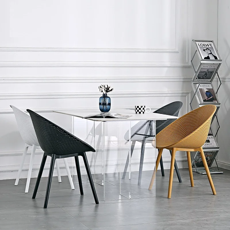 FULLLOVE Household Creative Rocking Chair Back Makeup Chair Plastic Nordic Dining Modern Minimalist Living Room Recliner