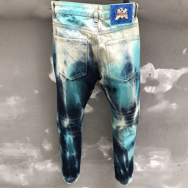 2023 Skinny Broken Hole Painted Biker Jean Fashion Street Slim Fit Denim Motorcycle Pants Mens Jeans Men Punk Straight Jean 2