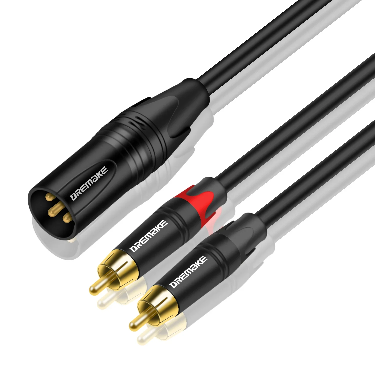 

DREMAKE Male XLR 3-Pin to Double RCA Male Y-Splitter XLR to RCA Plug Stereo Adapter Cable 2 RCA to XLR Interconnect Mic Cable