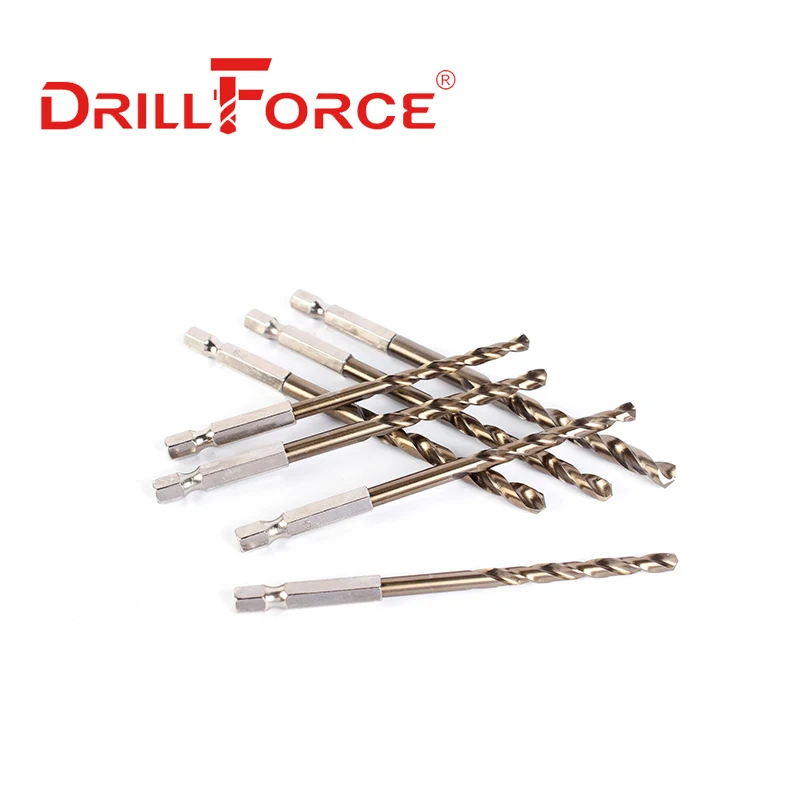 Drillforce кобальтовые шестигранные сверла HSSCO M35 твист Быстросменные ударные инструменты для нержавеющей стали чугуна листового металла