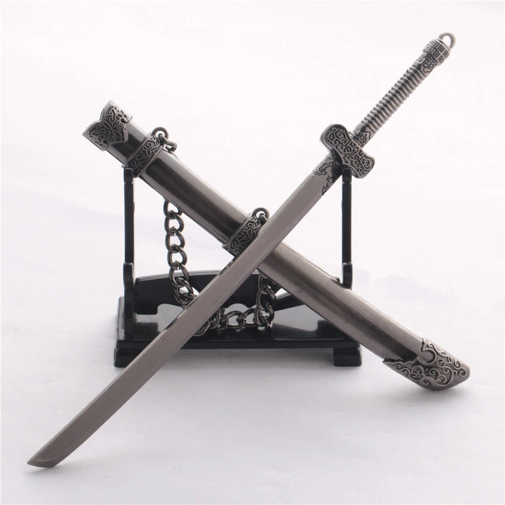 

Anime Time Raiders Katana Keychain Zhang Qiling's Ancient Sword with Scabbard Weapon Key Ring Chaveiro Car Bag Keychain llaveros