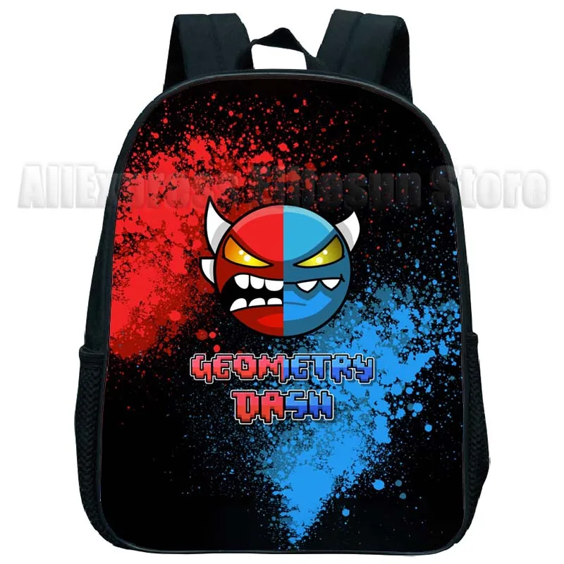 Angry Geometry Dash Kindergarten Backpacks Boys Girls Anime Print Mini Bookbags Toddler Kids Cartoon School Bags Child Rucksack 4