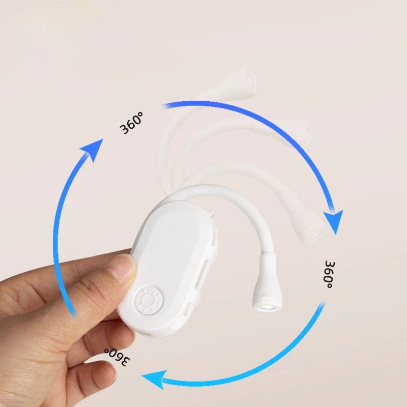 Book Light USB Rechargeable Reading Light Stepless Warm Cool White Daylight Portable Flexible Easy Clip Night Reading Lamp