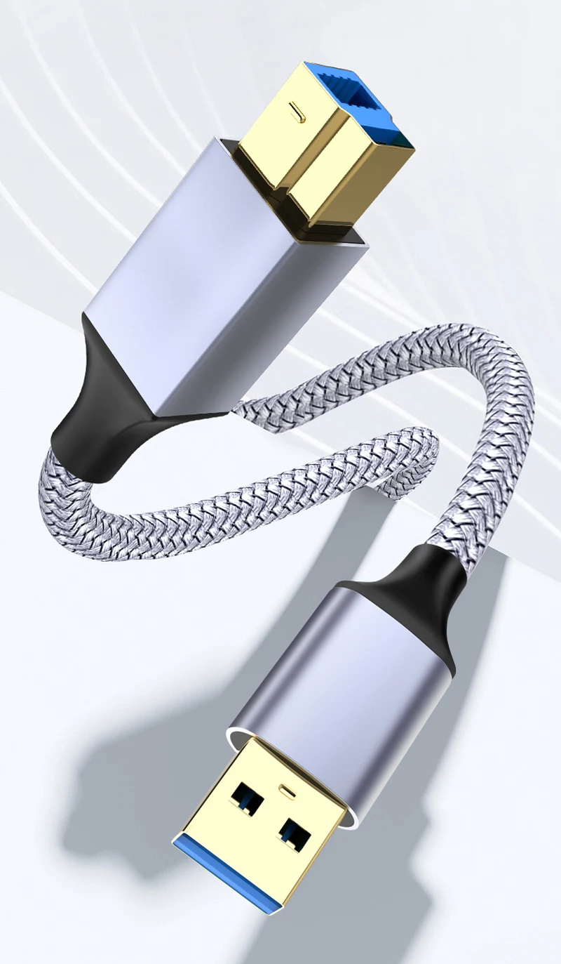 Premium Nylon Braided USB 3.0 Type-C Data Cable for Printers and Portable Hard Drives