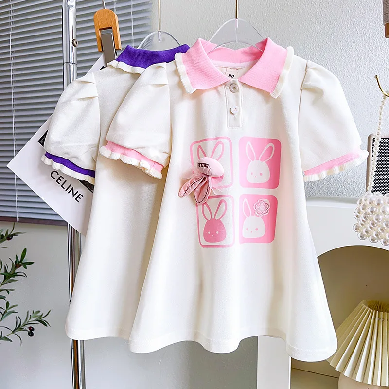 

Girls Polo Shirts Dresses Summer 2024 Children Cotton Sports Dress For Baby Casual Clothes Kids Cute Outerwear Teenagers Outfit