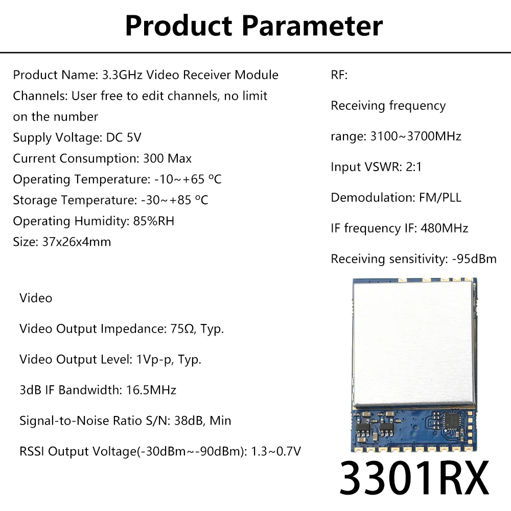 FPV prijemnik modul 5.8G 48CH RX5808/RX7500/3301RX