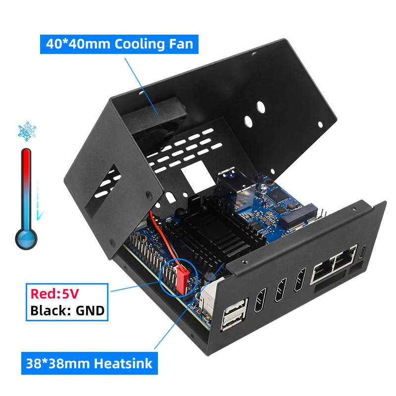 Caixa de Metal Laranja pi Plus Ventilador de Refrigeração 4040 Dissipador de Calor de Alumínio Antena Wifi6 bt Opi Plus gb gb 16 gb - Imagem 3