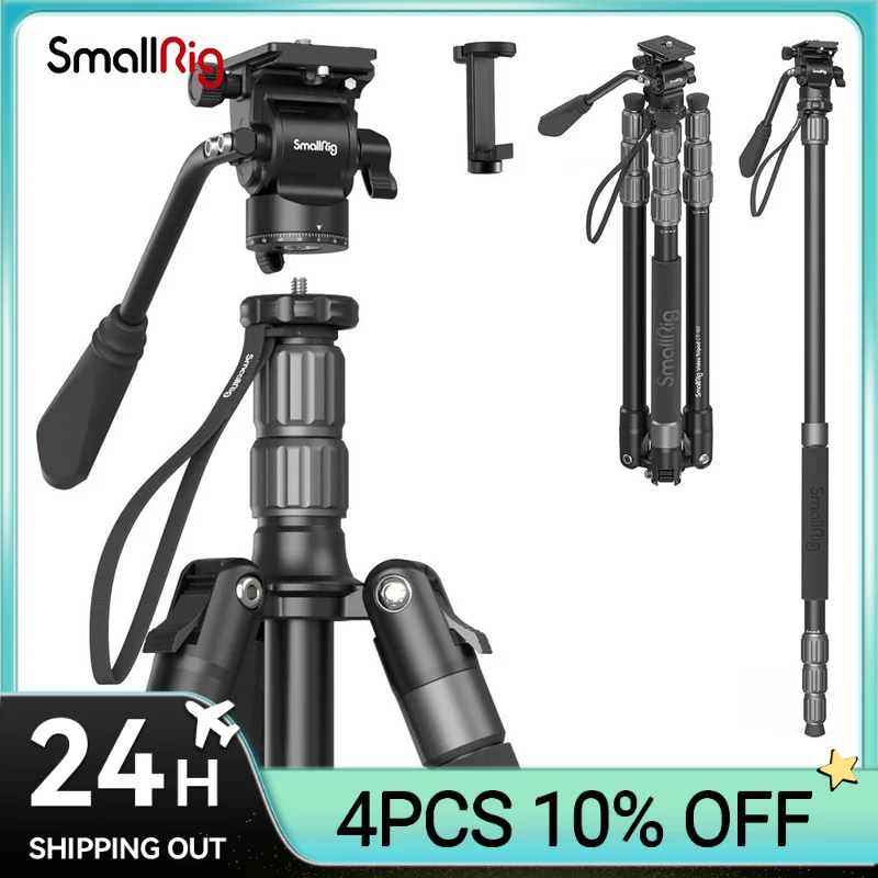 

SmallRig Professional 71" Video Camera Tripod Monopod with Fluid Head Aluminum Tripod 360 Panorama for Action Camera Projector