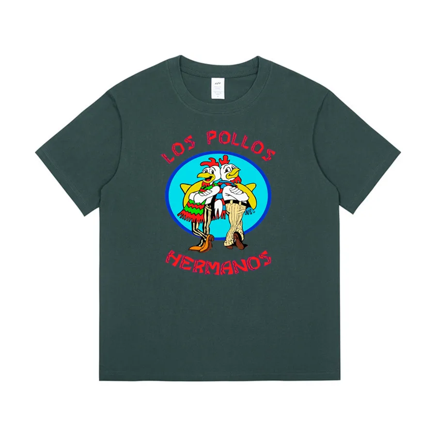 

Summer Men's High Quality t-shirt 230gsm Cotton Breaking Bad LOS POLLOS Chicken Brothers Printed Casual tshirt Male Tee Shirts