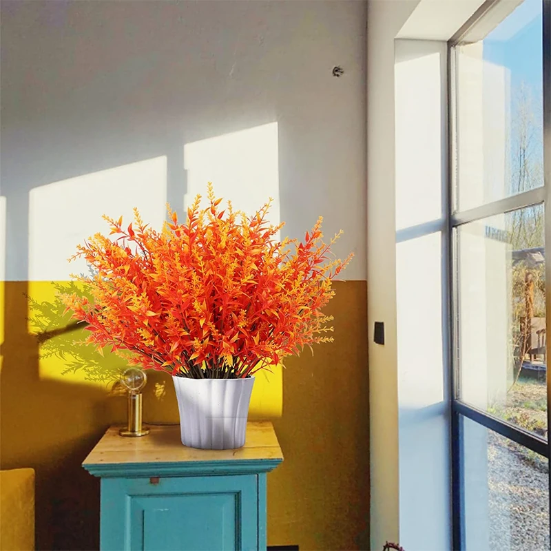 1/3/5 Stück lavendelfarbene künstliche Blumen, Herbst-Kunststoff-Kunstblumen für Heimdekoration, Outdoor, Garten, Hochzeit, Thanksgiving-Dekoration – Detail 6