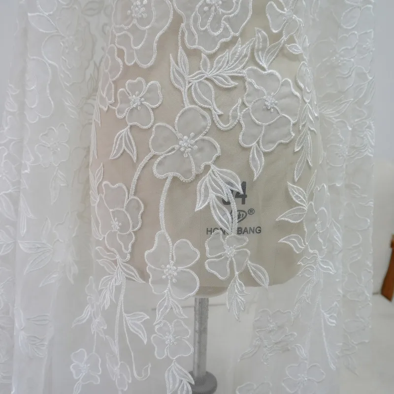 Perline di pizzo Tessuto ricamato in pizzo Fatto a mano Abito da sposa fai da te Abito da sposa Copricapo Accessori decorativi - immagine 6