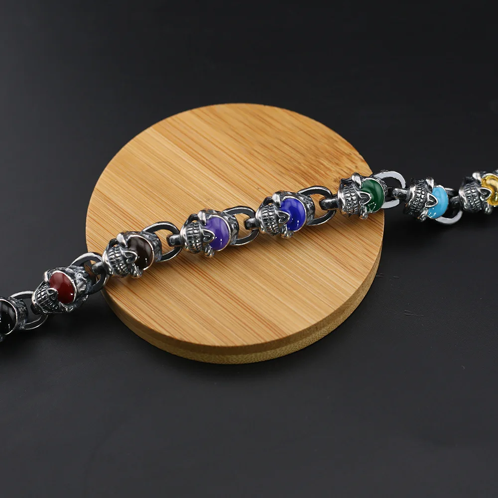 Retro style, old enamel color skull bracelet OT buckle boys bracelet