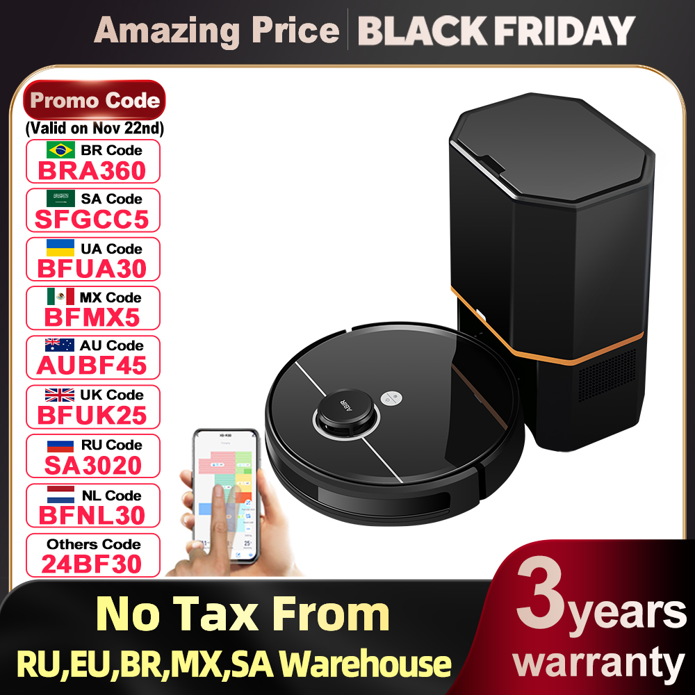 ABIR R30 Robot Vacuum Cleaner, Auto-Empty Station, Laser Lidar, 6500PA Suction,Multi-Floor Maping, Smart Home Wet Dry Appliance