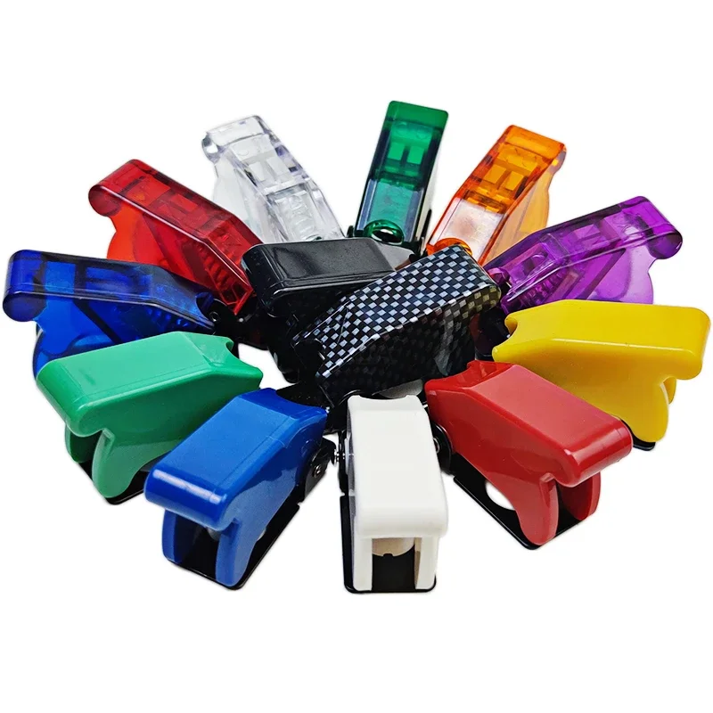 1Pcs Illuminated LED Toggle Switch's Safety Aircraft Flip Up Cover Guard Auto Car Boat Truck Carbon Fibre Red Blue Green Yellow toggle switch rubber cap rocker switch waterproof cover