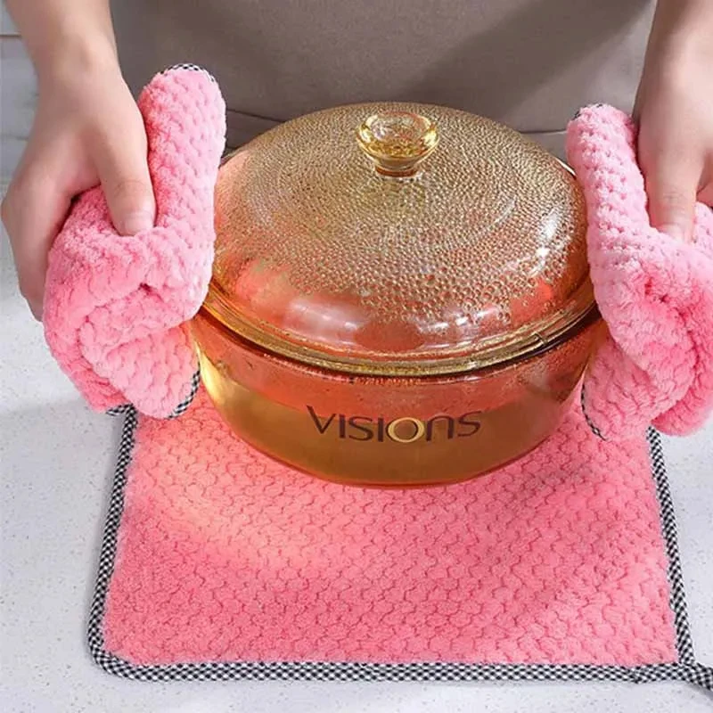 20/1Pc Kitchen Towels Dishcloths Microfiber Towels Absorbent Kitchen Cleaning Cloth Non-Stick Oil Thickened Table Cleaning Cloth