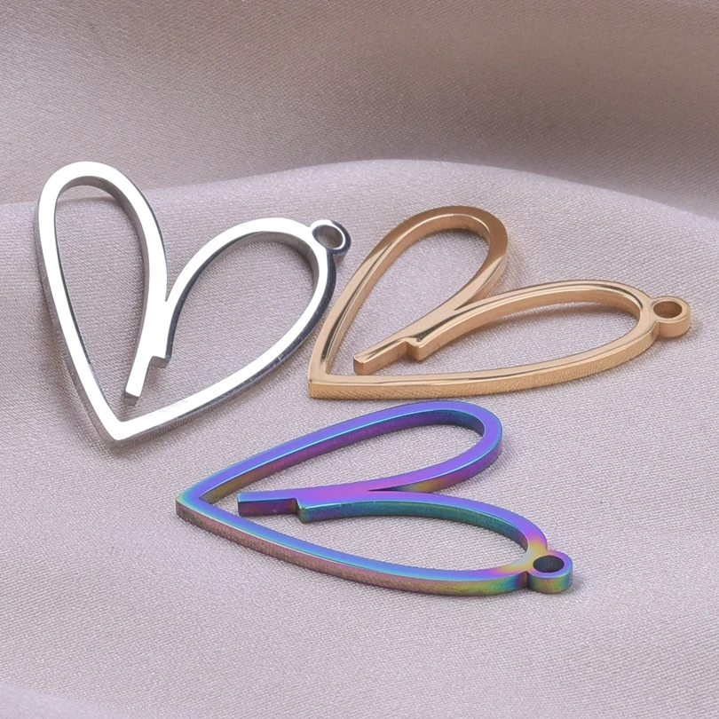 

6-12pcs Creative Metal Hollow Heart Charms Pendant For Jewelry Making DIY Necklace Earrings Handmade Accessories Stainless Steel