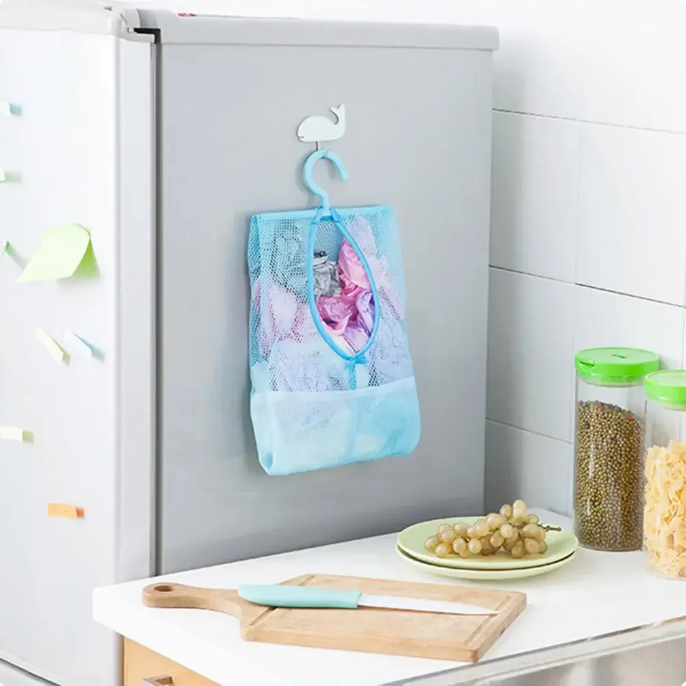 Storage Bag Sturdy Quick Drying with Hook Convenient Laundry Bag Foldable Protection Net Bag Organizer for Kitchen