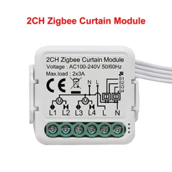 Smart ZigBee 3.0 Curtain Switch Module for Electric Blinds - Compatible with Voice Assistants (2 Gang)