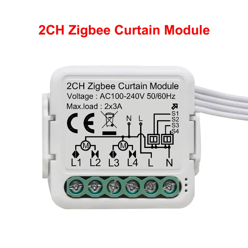 GIRIER Tuya ZigBee 3.0 Smart Curtain Switch Module for Roller Blinds Shutter Electric Motor 1/2 Gang Work with Alexa Google Home - Image 7
