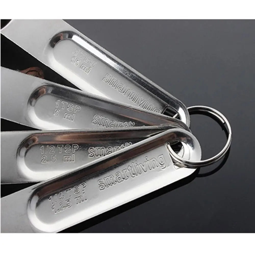 8Pcs Stainless Steel Measuring Cups Measuring Spoons Set Scaled Gold Silver Measuring Tools Stackable Spoons Baking Tools