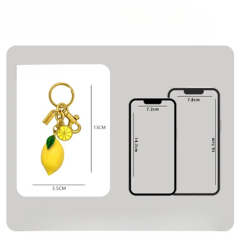 1PCS 귀여운 레몬 키 체인 작은 레몬 크리스탈 라인스톤 키 장식 펜던트 가방 지갑 자동차 보석 선물