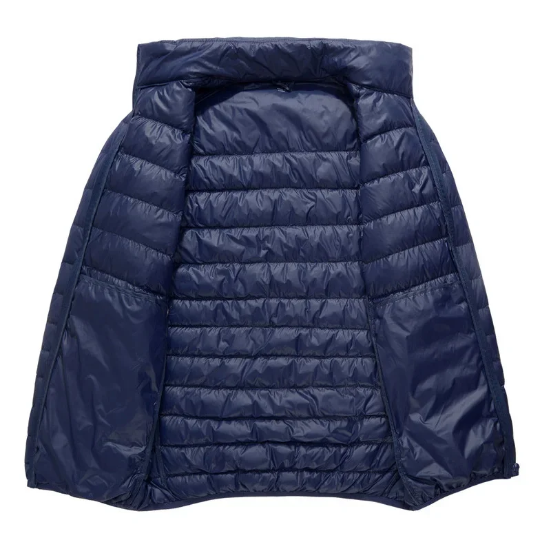 Schinteon men down jacket mens jacket Ultralight White Duck Down Jacket Thin Stand Collar Solid Color Simple Autumn Outwear