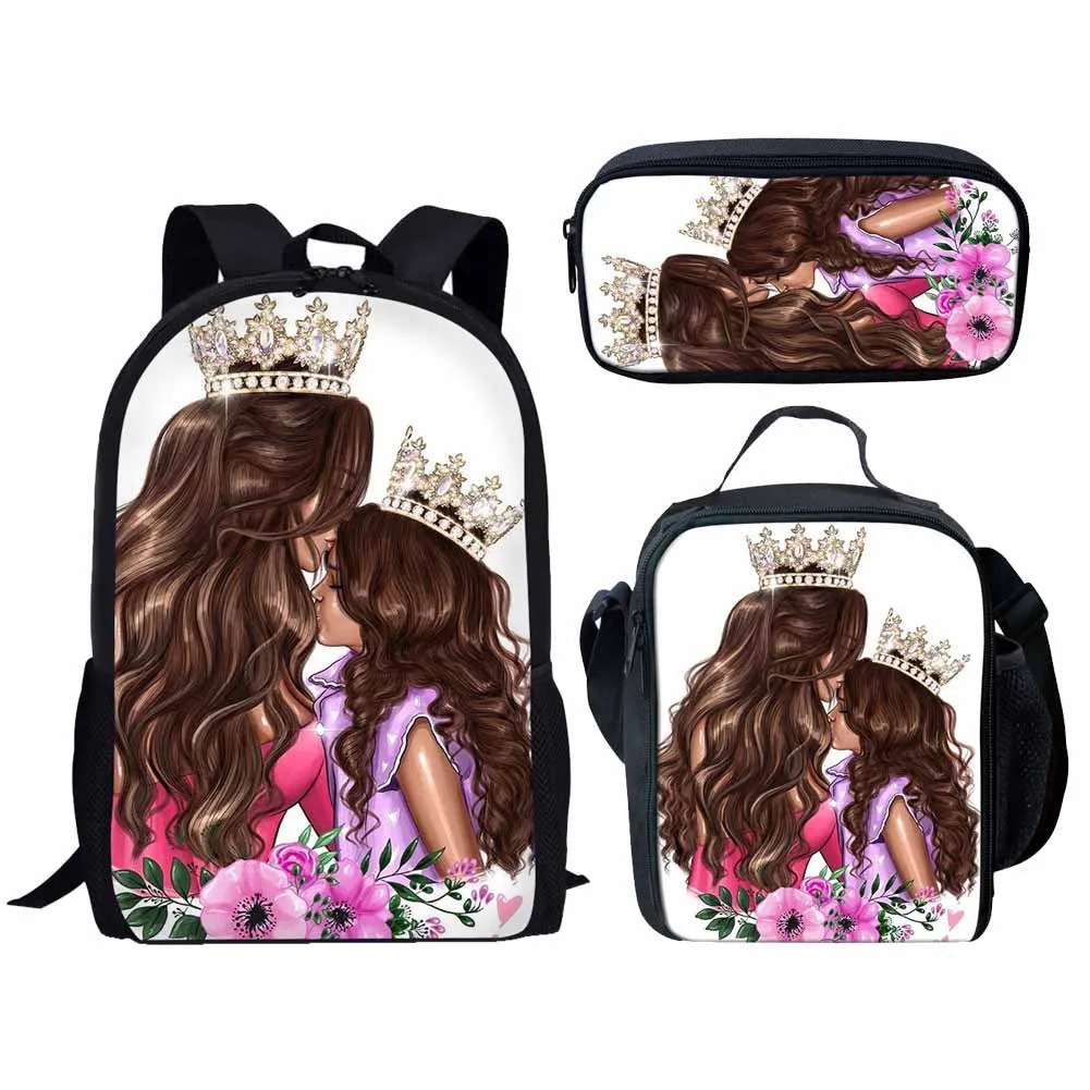 Popular Funny Cute African Girls 3D Print 3pcs/Set pupil School Bags Laptop Daypack Backpack Lunch bag Pencil Case