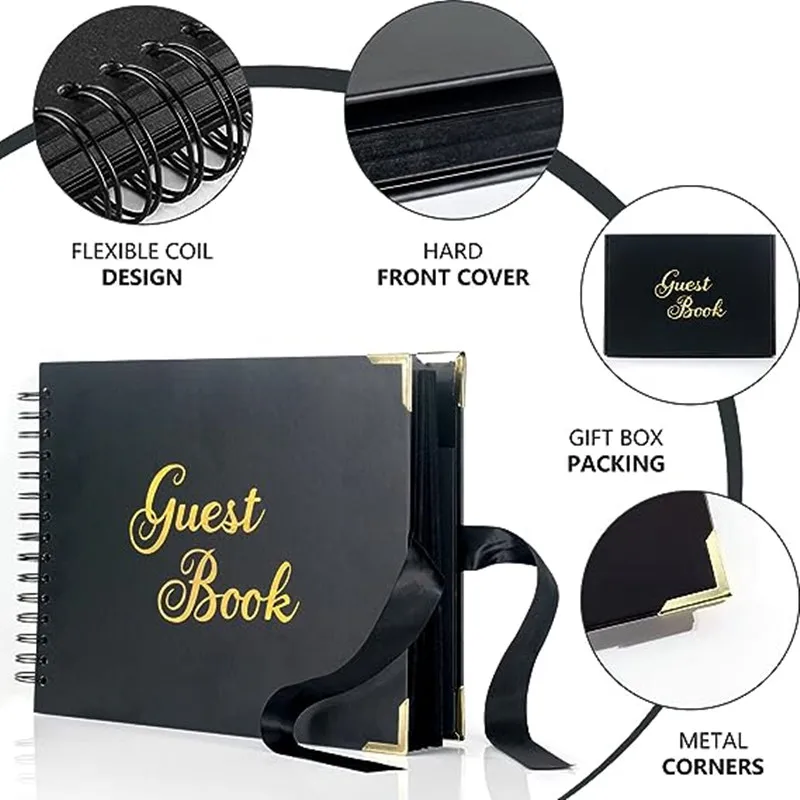 Signature Wedding Guest Book Elegant Hardcover Album Book Wedding Reception Sign in Baby Shower Funeral Graduation Birthday