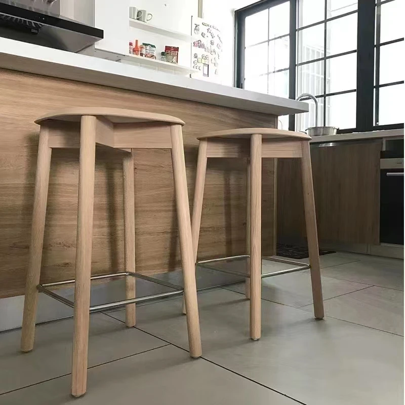 High Solid Wood Bar Stool Modern Designer Reception Library Patio Bar Stool Living Room Party Tabourets De Bar Home Furniture