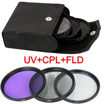 49MM 52MM 55MM 58MM 62MM 67MM 72MM 77MM UV + CPL + FLD 3 인 1 렌즈 필터 세트 가방 포함 니콘 소니 펜탁스 카메라 렌즈, 캐논 카메라 렌즈용