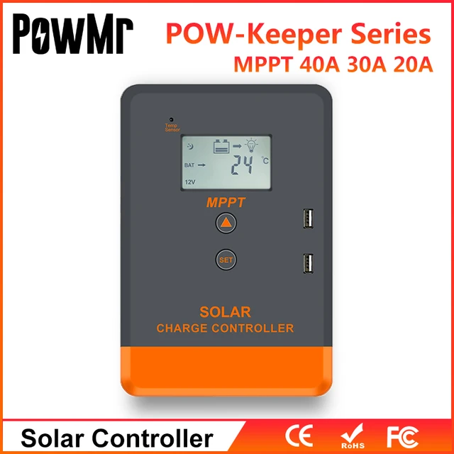 PowMr Solarladeregler 12V/24V 20A/30A/40A 100% MPPT Ladegerät Regler Dual  USB DE