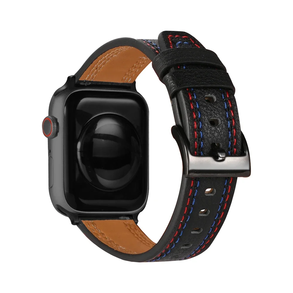 NewLeather Strap for Apple Watch 9 8 7 Band 45mm 41mm Sports Bracelet Belt for IWatch 6 5 4 SE 44mm 40mm 3 42mm 38mm Correa Belt