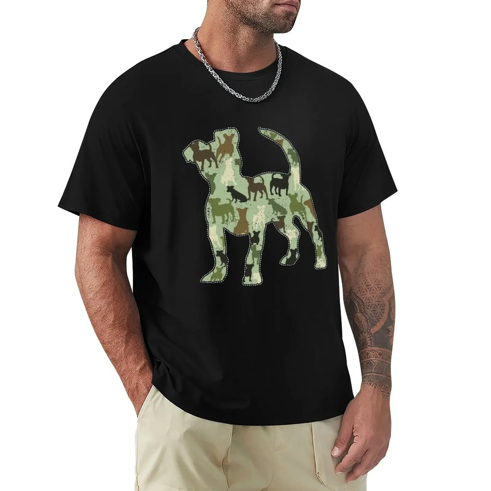 

Jack Russell camo silhouette T-Shirt Aesthetic clothing summer top cute tops Men's cotton t-shirt sweat blanks men clothes