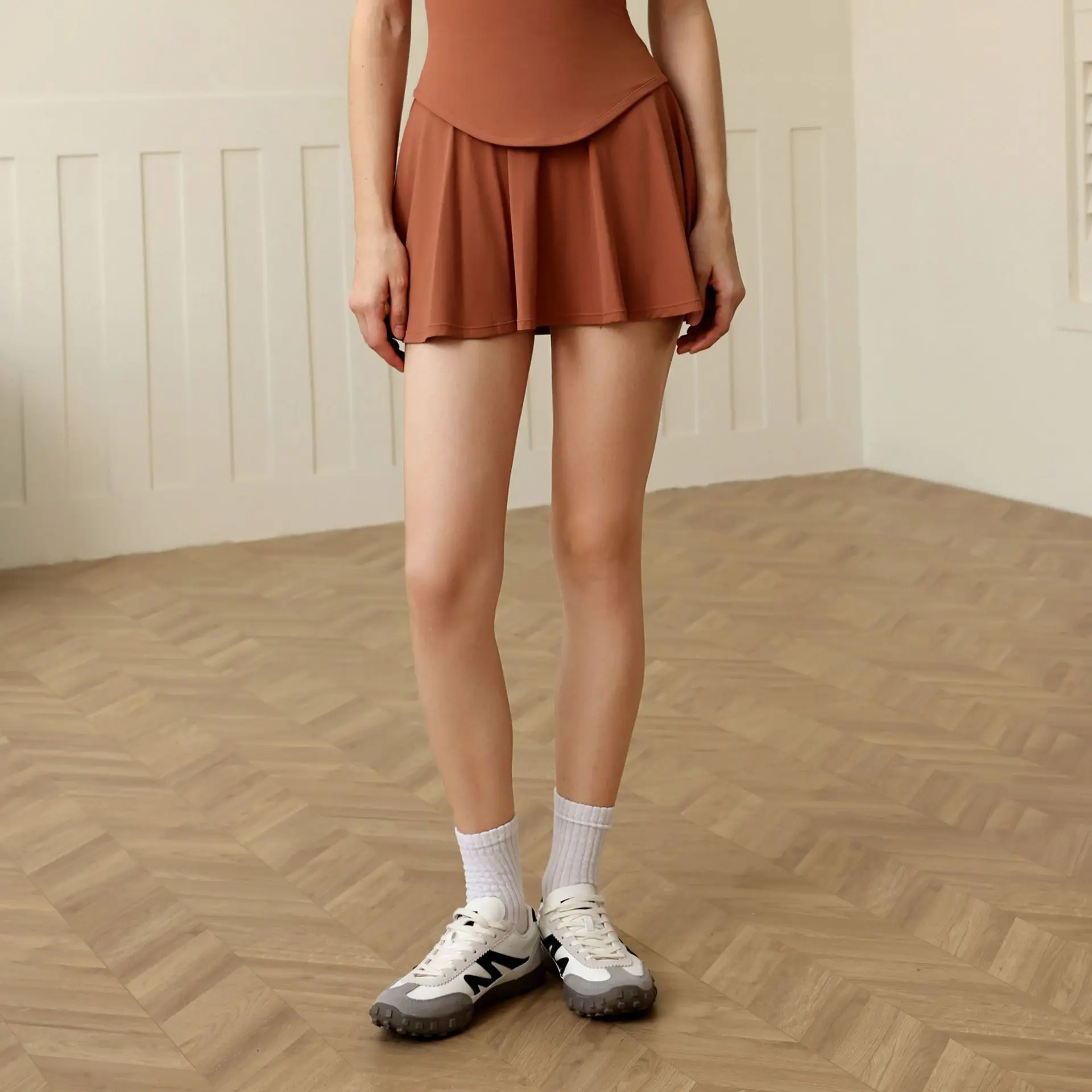 Mermaid Curved High Waist Running Skirt Women's Fake Two-piece Anti-walking Badminton Tennis Skirt Fitness Pants Yoga
