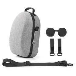VR Glasses Storage Bag - EVA Hard Shell Travel Case with Shoulder Strap (Grey with Strap)