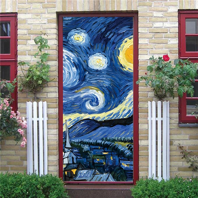 3D Geometric DIY PVC Door Decoration Sticker