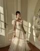 XPAY Princess Lace Korea Wedding Dresses A Line Draped Short Puff Sleeve Backless Bridal Gown Photos Shoot Custom Bride Dress 2