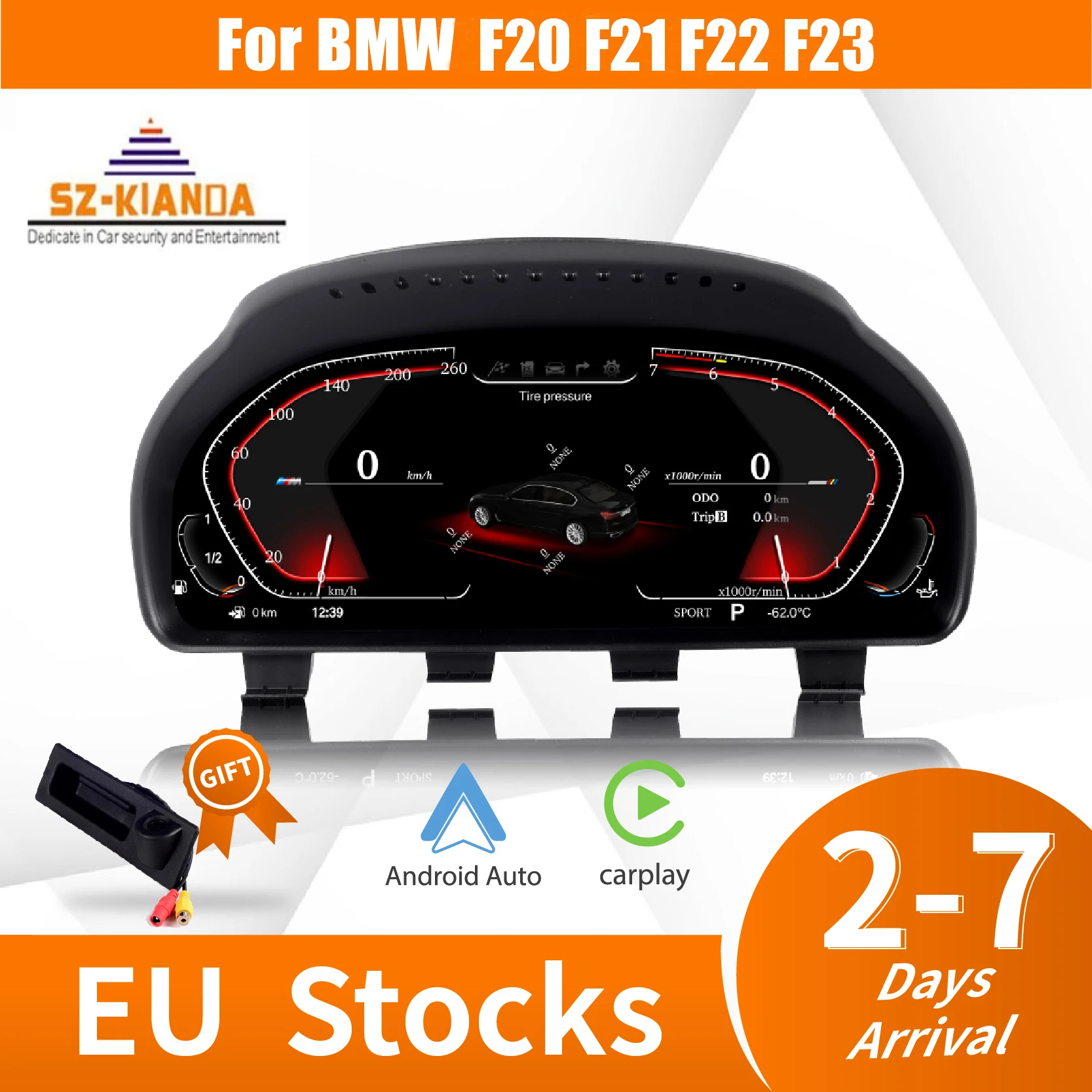12.3" Linux Car LCD Dashboard Panel Virtual CockPit Speedometer for BMW