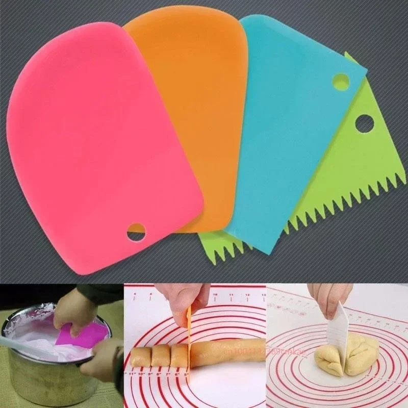 Dough Cutter Cake Slicer Multicolor Baking Tool Scraper Cake Blade Silicone Spatula 3 Pieces/Set dough scraper baking tool dough cutter baking accessories cake scraper baking spatula
