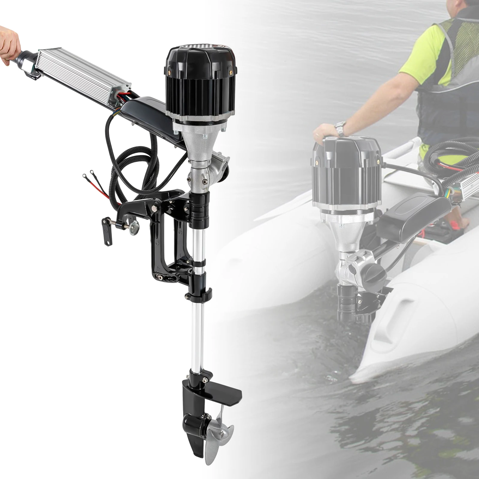 5HP Electric Outboard Motor Boat Engine 48V 1000W Electric Start Marine Trolley Driver Brushless Motor Propeller